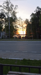 Sunset captured over lake in Chaikovsky, Russia