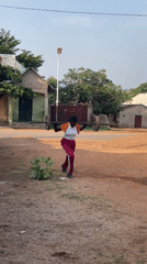 Morning fitness and yard work observed in rural Nigeria
