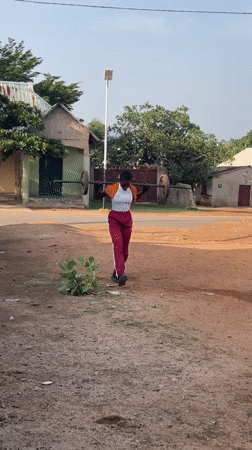 Morning fitness and yard work observed in rural Nigeria