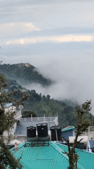 Misty hill town morning across Haini and Bhagsu