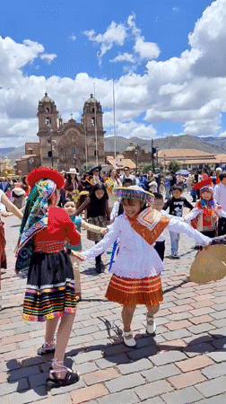 Traditional cultural celebration and religious procession draws crowds in Cusco