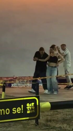 Nighttime outdoor dancing event captured in Belgrade