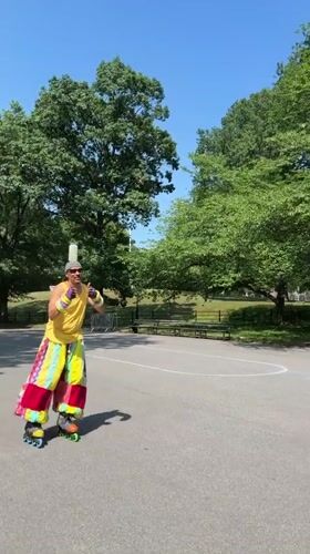 Roller skating and tree details in Central Park