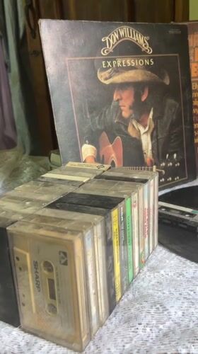Vintage vinyl and cassette collection on display in Lagos
