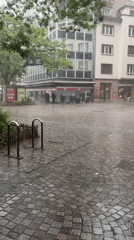 Heavy rainstorm empties Strasbourg streets, sends pedestrians seeking shelter