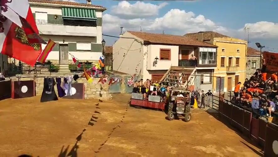 Bullfighting event fills the arena in Sobradillo, Spain
