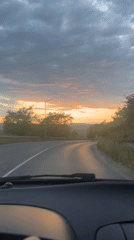 Evening drive documented through Blagoevgrad during vibrant sunset