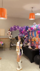 Costumed entertainers perform at children's birthday party in Ripollet