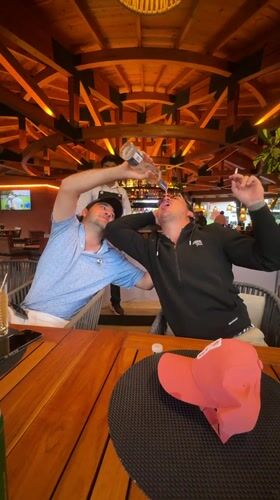 Two men dine at upscale Avandaro restaurant early morning