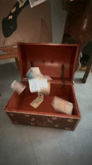 Money collected in decorative chest in North Kuta
