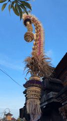 Balinese ceremonial structures and street life in Denpasar