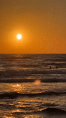 Sunset hour on the Bat Yam beachfront, Mediterranean Sea