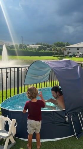 Summer evening hangout — pools, snacks, and selfies in Lauderdale Lakes