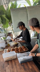 Early morning bakery operations and cafe scene in North Kuta
