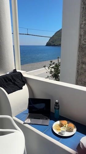 Tranquil spring morning documented on Lipari's Mediterranean coast