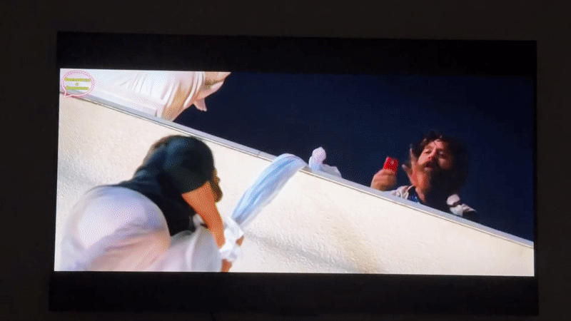 Viewer records action movie scenes featuring Las Vegas rooftop sequences
