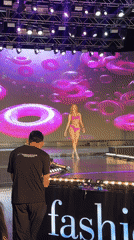 Beauty pageant contestants compete on stage in Kemer, Turkey