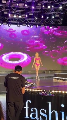 Beauty pageant contestants compete on stage in Kemer, Turkey