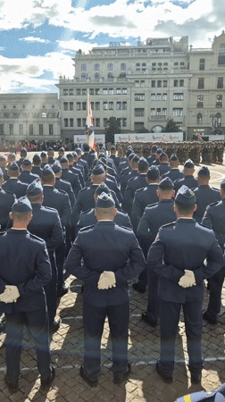 Military ceremony held in Tbilisi square, witnessed by civilians