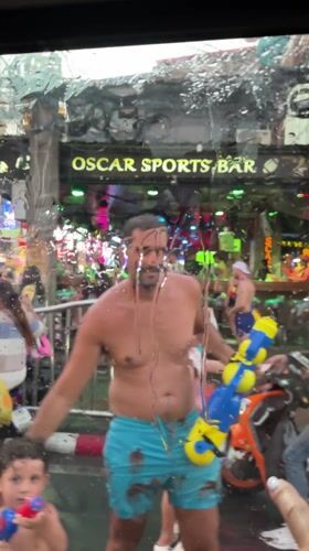 Water gun festivities observed on Patong streets in Thailand