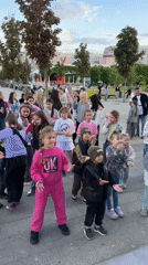 Children gather in public square in Khimki, Russia