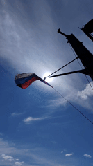 Russian flag and river barge documented in Kosino