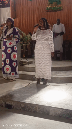 Church service and market activity documented in unknown location