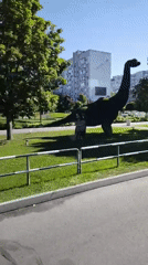 Brontosaurus topiary in a Ukrainian park