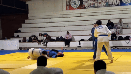 Judo practice session on the mat in Arica, Chile