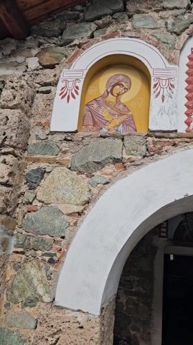 Religious building and roadside fountain documented in Bulgarian village
