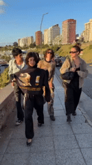 Young adults gather along Mar del Plata coastline morning
