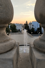 Wrocław Market Square at golden hour, fountain and all