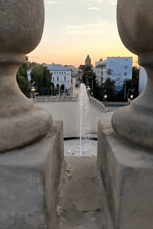 Wrocław Market Square at golden hour, fountain and all