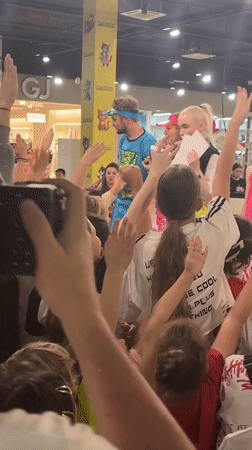 Children's entertainment show featuring Cheburashka performed at Russian mall