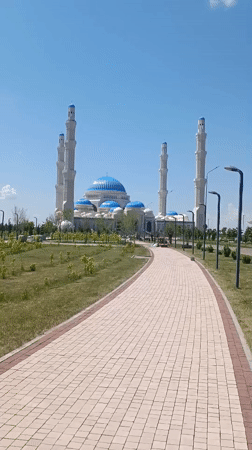 Morning documentation of Hazrat Sultan Mosque in Astana