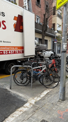 Moving truck parked on Barcelona street