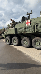 Military vehicles on public display in Mārupe, Latvia