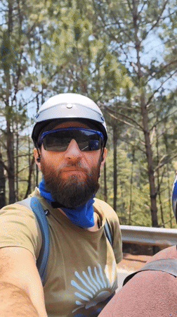 Early morning motorcycle ride captured on Lang Biang road