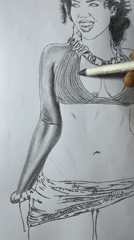 Artist creates detailed portrait drawings from photo reference