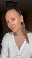 Woman documents morning skincare routine in Khimki selfie videos