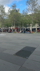 Skateboarders gather at Paris monument square for afternoon session