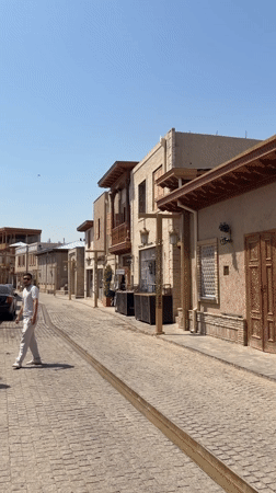 Morning pedestrian activity recorded in Tashkent's historic district