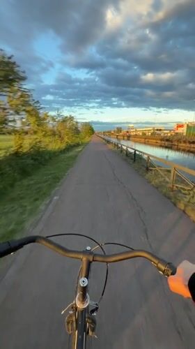 Evening bicycle ride and sunset captured in Italian countryside