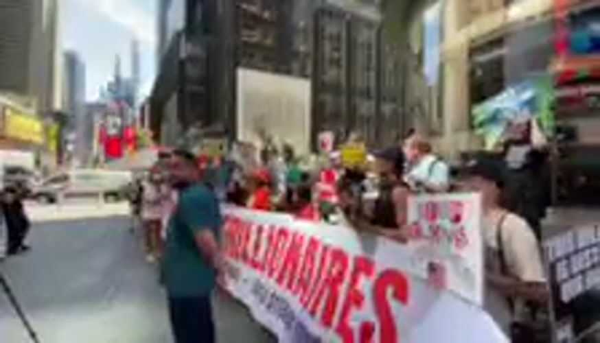 Daytime protest rally held in Times Square area