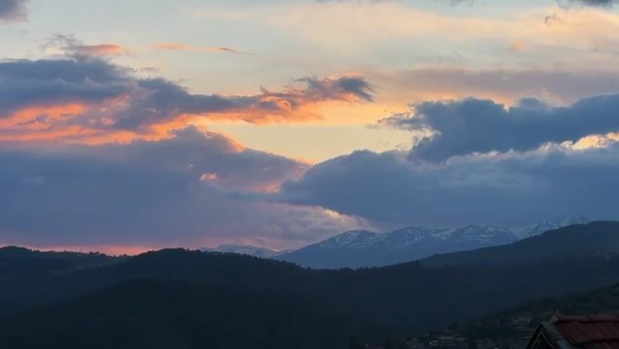 Dramatic sunset observed over mountainous Bulgaria landscape