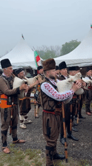 Bulgarian folk musicians gather with bagpipes in Lyaskovets celebration