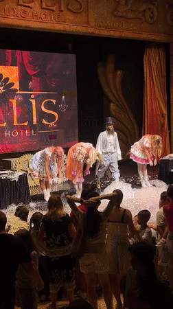 Finale of a live hotel stage show in Serik, Turkey