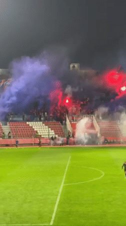 Packed stadium hosts nighttime soccer match in Meknes, Morocco