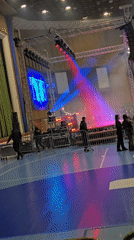 DJ performs at crowded indoor concert in Gabrovo, Bulgaria