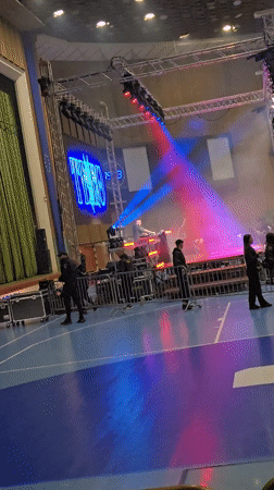 DJ performs at crowded indoor concert in Gabrovo, Bulgaria